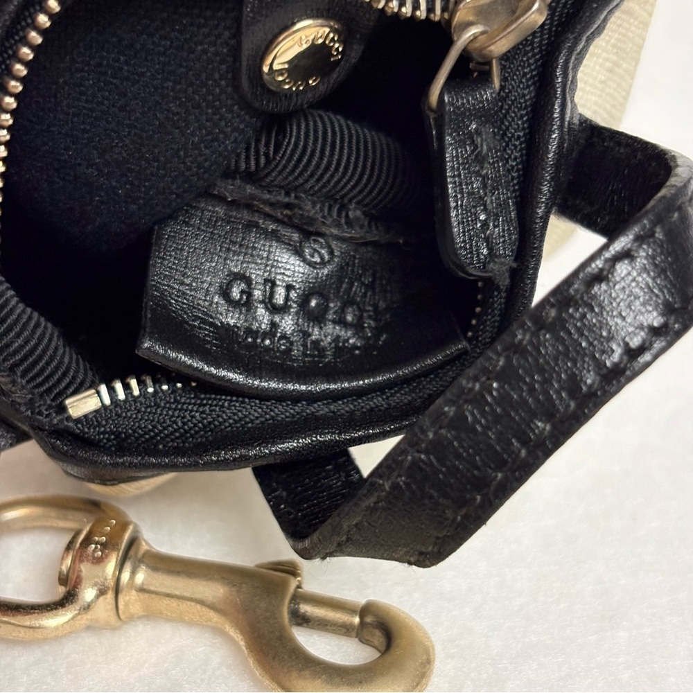 VTG GUCCI Mini Boston Bag Keychain Charm Zipper Clip Cream Black - Picture 13 of 14